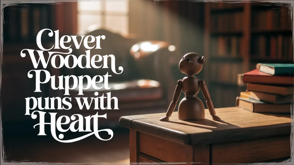 Clever Wooden Puppet Puns with Heart