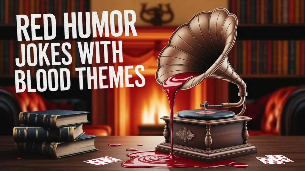 Red humor jokes with blood themes