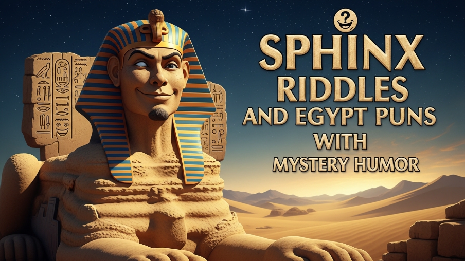 Sphinx riddles and egypt puns with mystery humor
