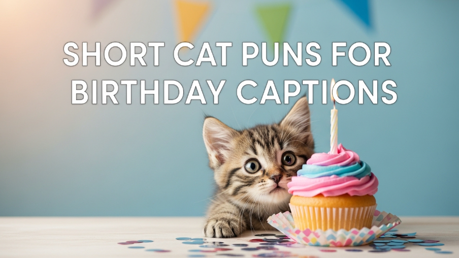 Short cat puns for birthday captions