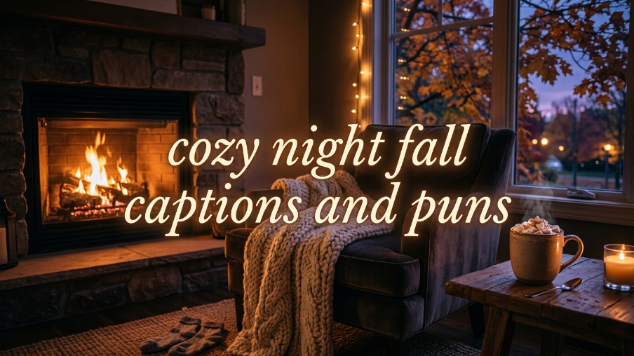 cozy night fall captions and puns