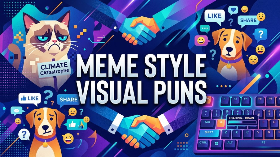 Meme style visual puns