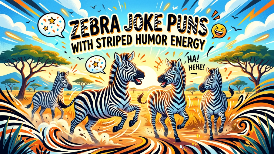Zebra joke puns with striped humor energy