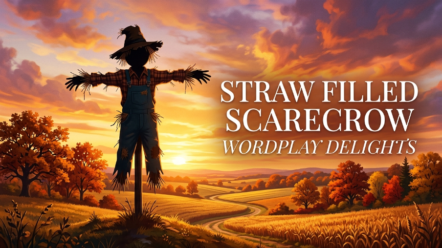 Straw filled scarecrow wordplay delights