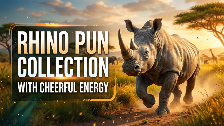 Rhino pun collection with cheerful energy