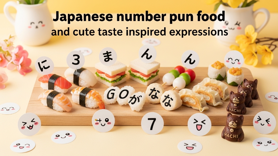 Japanese number pun food and cute taste inspired expressions