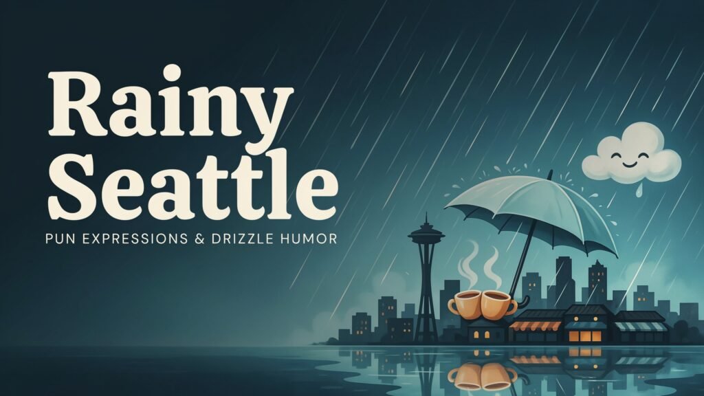 Rainy Seattle pun expressions and drizzle humor