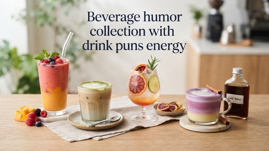 Beverage humor collection with drink puns energy